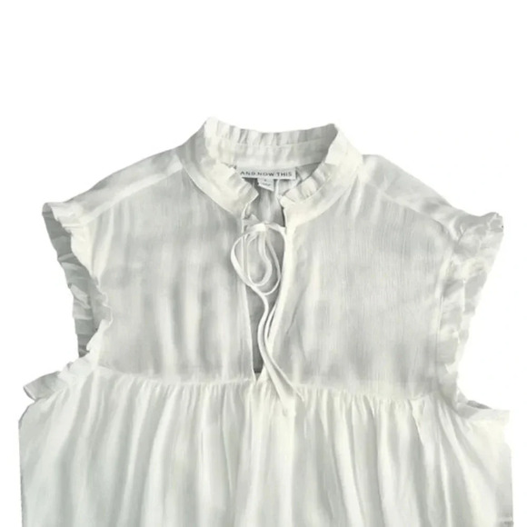 AND NOW THIS Women's Sleeveless Tiered Dress White - Picture 3 of 10